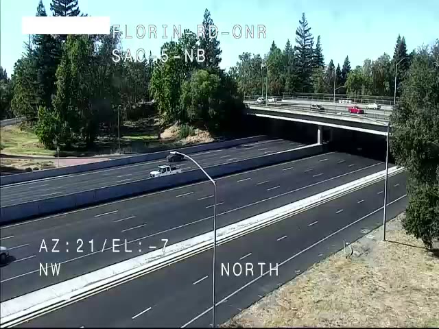 Frame from the Hwy 5 at Florin traffic camera on I-5 near Sacramento