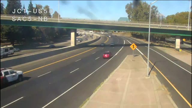 Frame from the Hwy 5 at Hwy 50 traffic camera on I-5 near Sacramento