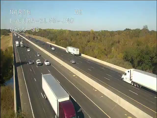 Frame from the Hwy 5 at Laguna SB traffic camera on I-5 near Sacramento