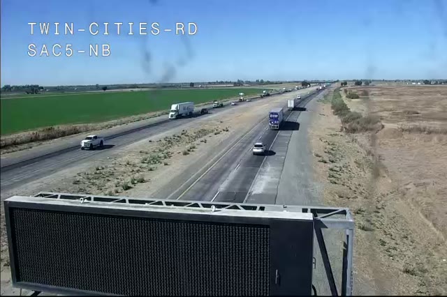 Frame from the Hwy 5 at Twin Cities traffic camera on I-5 near Elk Grove