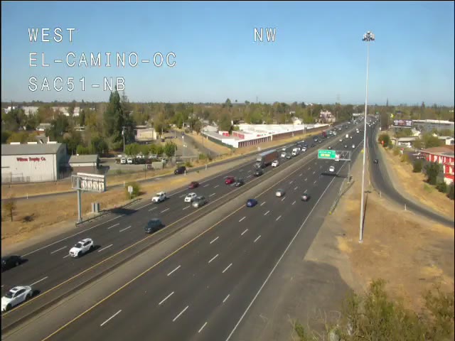 Frame from the Hwy 51 at El Camino Ave traffic camera on SR-51 near Sacramento