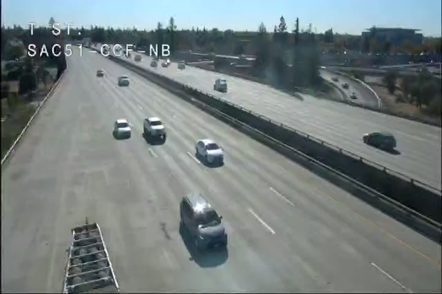 Frame from the Hwy 51 at T St traffic camera on SR-51 near Sacramento