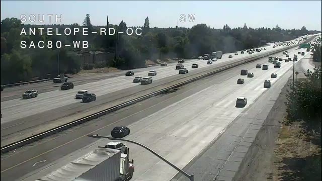 Frame from the Hwy 80 at Antelope traffic camera on I-80 near Citrus Heights