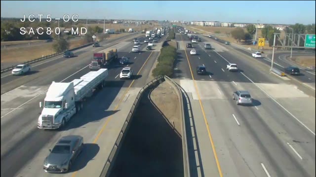 Frame from the Hwy 5 at Hwy 80 traffic camera on I-5 near Sacramento