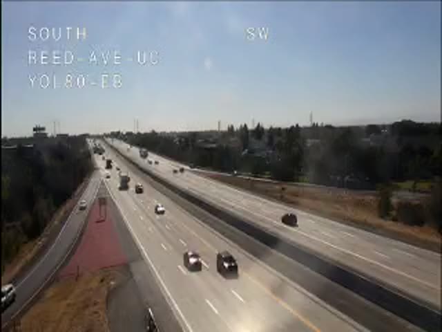 Frame from the Hwy 80 at Reed traffic camera on I-80 near West Sacramento