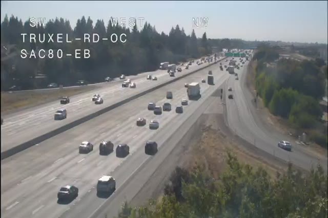 Frame from the Hwy 80 at Truxel traffic camera on I-80 near Sacramento