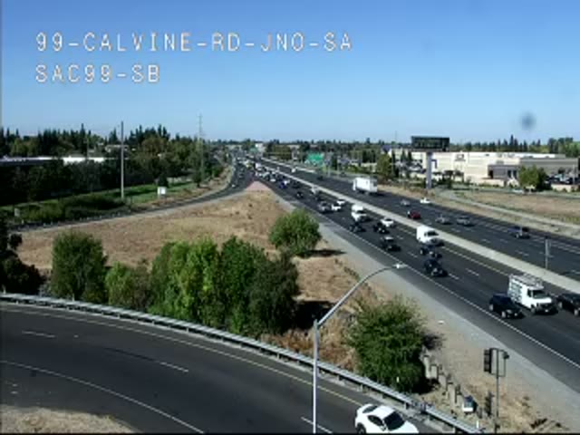 Frame from the Hwy 99 at Calvine traffic camera on SR-99 near Elk Grove