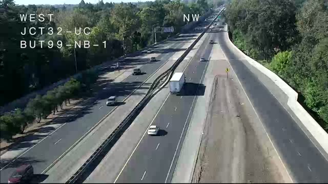 Frame from the Hwy 99 at Hwy 32 1 traffic camera on SR-99 near Chico