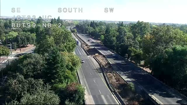 Frame from the Hwy 99 at Hwy 32 2 traffic camera on SR-99 near Chico