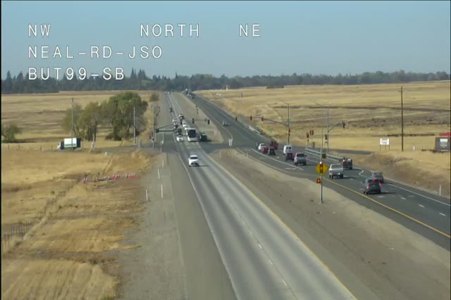 Frame from the Hwy 99 at Neal traffic camera on SR-99 near Durham