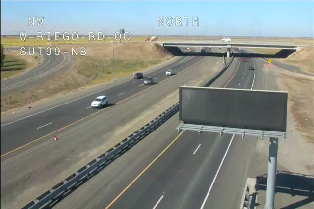 Frame from the Hwy 99 at Riego NB traffic camera on SR-99 near Nicolaus